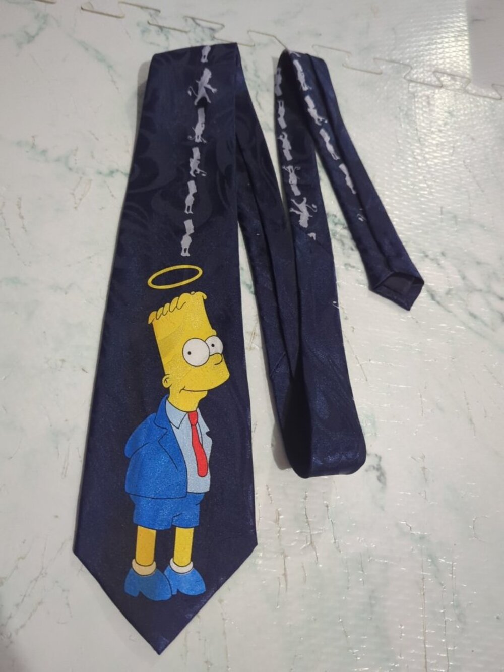 The Simpsons Bart Church Angel Devil - Silk Neck Tie By Gold City Silk Hand Made